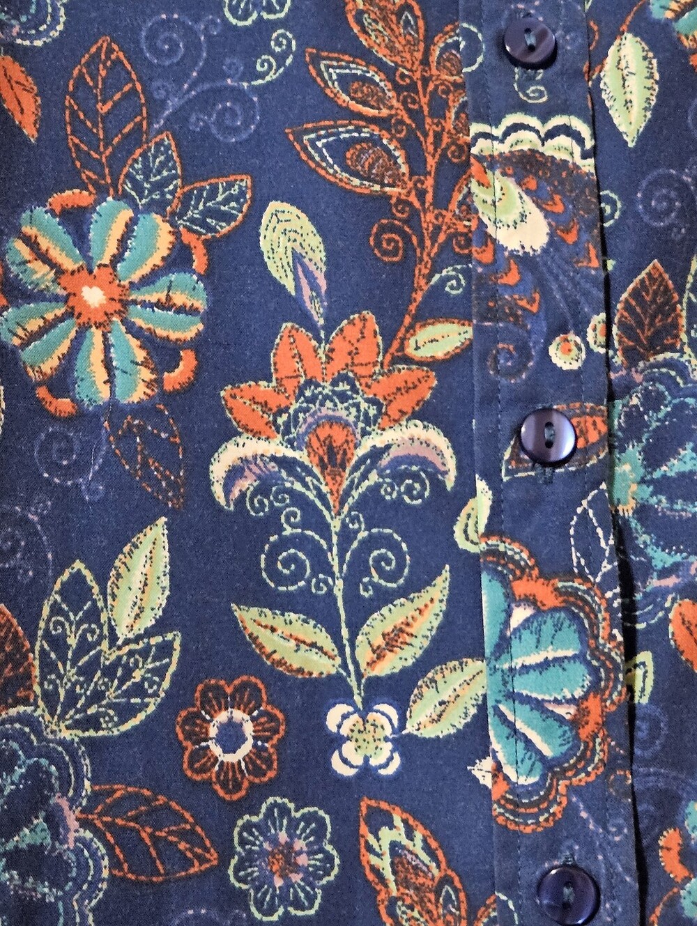 Blair Floral Blue 3/4 Sleeve Button-down Top Blouse Size M - Picture 2 of 6